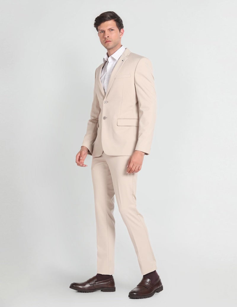 Arrow Men's Nylon Single Breasted Business Suit Pants Set (ARAGSU5552_Beige - Image 5