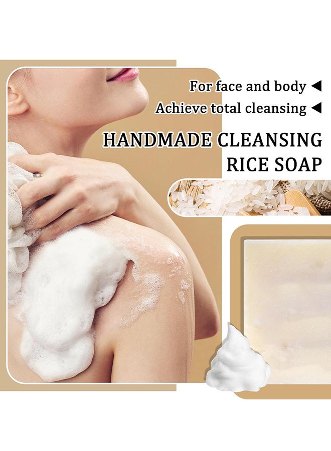 Goreem Rice Collagen Handmade Soap, Thailand Rice Soap Rice Water Face Wash And Bathe Soap, Deep Cleaning Handmade Soap Wedding Gift, Deep Cleaning Rice Handmade Soap Bar, Gentle Long-Lasting Moisturizing Rice Milk Soap For Face & Body Skin Care - Image 2
