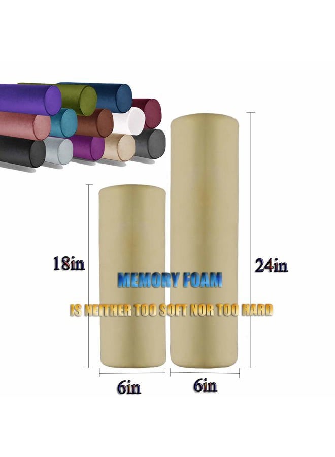 Tinbolunce Memory Foam Roll Pillow for Knee/Leg/Neck - Full Moon Bolster/Round Cylinder Pillow for Sleeping on Side or Back - Removable Cooling Cover Length 18" x 6" Diameter (Gray Pink) - Image 4