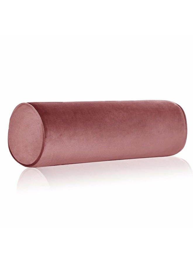 Tinbolunce Memory Foam Roll Pillow for Knee/Leg/Neck - Full Moon Bolster/Round Cylinder Pillow for Sleeping on Side or Back - Removable Cooling Cover Length 18" x 6" Diameter (Gray Pink) - Image 1