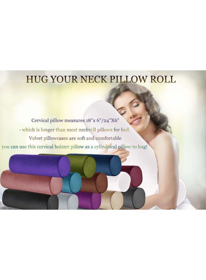 Tinbolunce Memory Foam Roll Pillow for Knee/Leg/Neck - Full Moon Bolster/Round Cylinder Pillow for Sleeping on Side or Back - Removable Cooling Cover Length 18" x 6" Diameter (Gray Pink) - Image 3