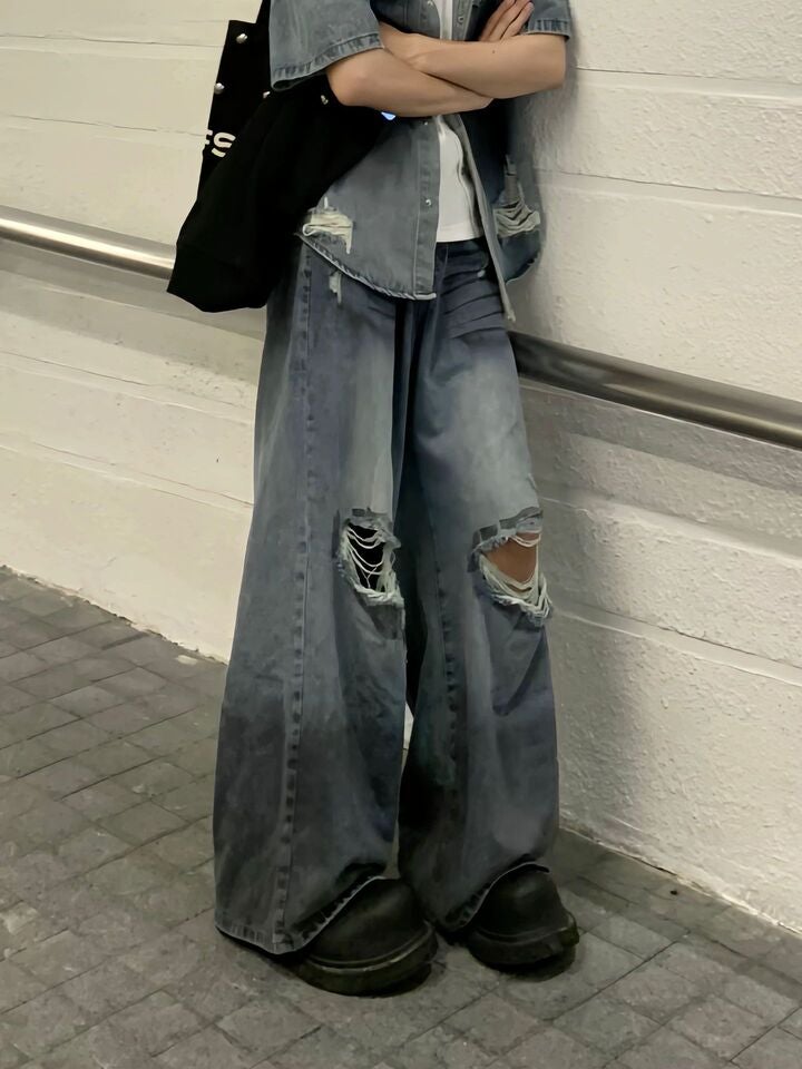 Unisex Classic Denim Jeans Loose Fit Daily Outdoor Wear - Image 1
