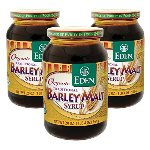 Eden Traditional Organic Barley Malt Syrup, Non-GMO, USA grown and made, Non-Dyastatic, 20 oz Glass Jar (3-Pack) - Image 1
