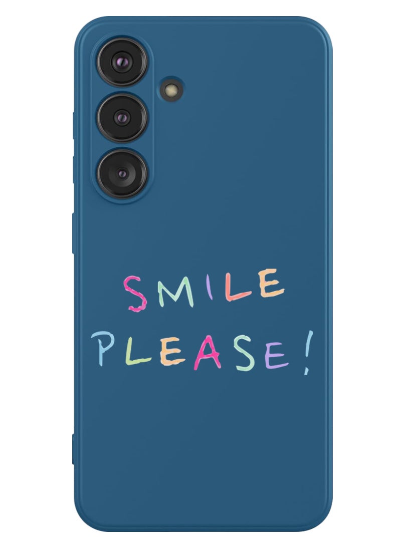 Theodor Protective Slim Fit Case Liquid Silicone Cover with Full Body Protection Anti-Scratch Shockproof Case For Samsung Galaxy S24 Plus (Blue) - Smile please - Image 1