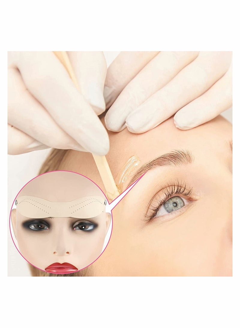 Excefore 10 Style Eyebrow Makeup Practice Headband Set, Silicone Tattoo Eyebrow Training Headbands with Dotted Line, Fake Skin Eye Brow Stroking Tool - Image 3