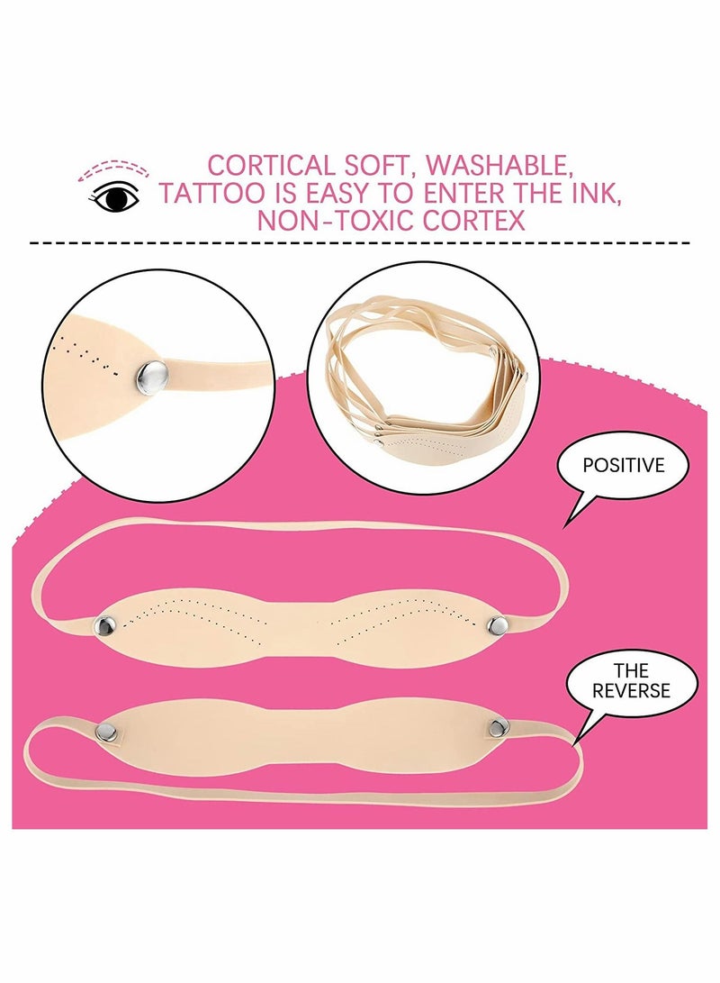 Excefore 10 Style Eyebrow Makeup Practice Headband Set, Silicone Tattoo Eyebrow Training Headbands with Dotted Line, Fake Skin Eye Brow Stroking Tool - Image 5