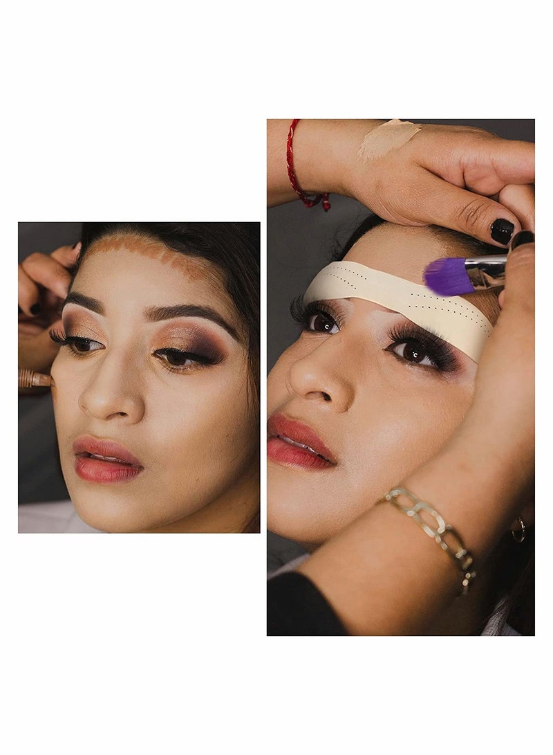 Excefore 10 Style Eyebrow Makeup Practice Headband Set, Silicone Tattoo Eyebrow Training Headbands with Dotted Line, Fake Skin Eye Brow Stroking Tool - Image 2