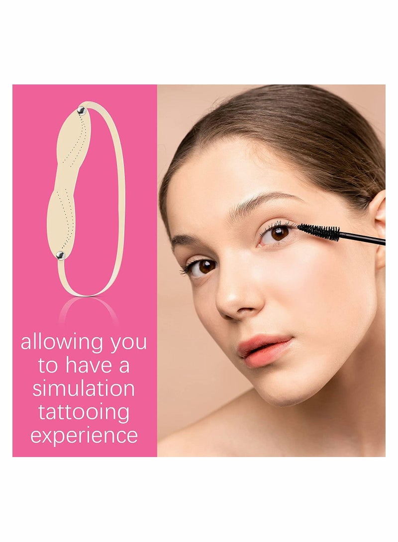 Excefore 10 Style Eyebrow Makeup Practice Headband Set, Silicone Tattoo Eyebrow Training Headbands with Dotted Line, Fake Skin Eye Brow Stroking Tool - Image 4