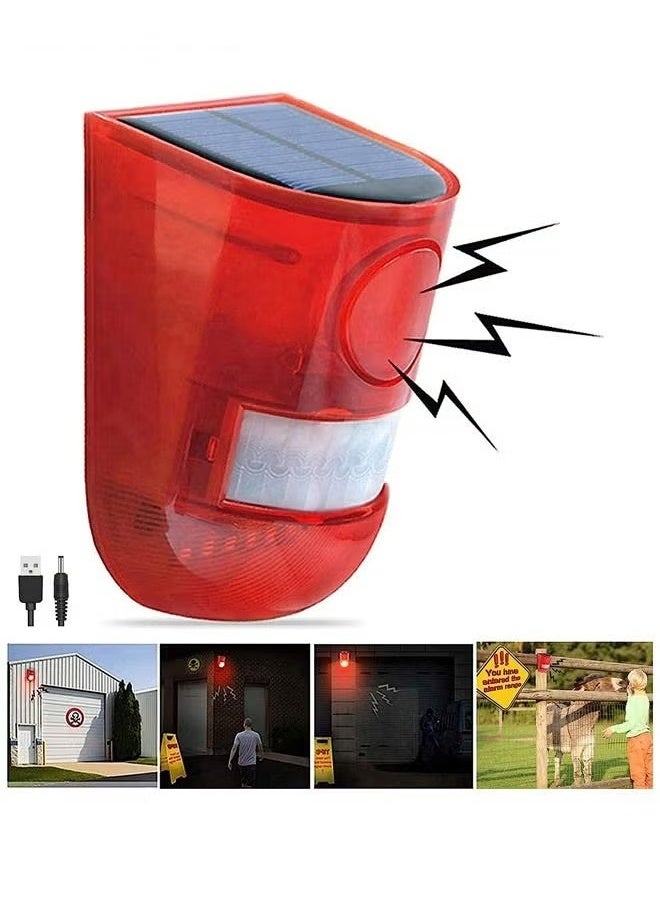 صوت ضوء إنذار حركة استشعار 110 ديسيبل إنذار صوتي و 6LEDs فلاش تحذير نظام إنذار الأمن الستروب الأمن إنذار ضوء مقاوم للماء للمزرعة والفيلا والمنزل والفناء والحجرة - Image 1