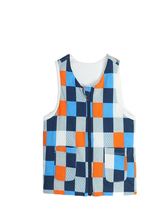 miniklub Baby Boys Round Neck Sleeveless Multi Color Knit Gilet (6-9M) - Image 1