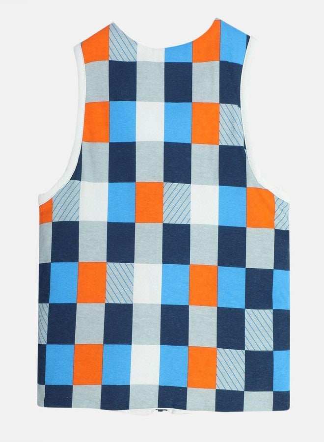 miniklub Baby Boys Round Neck Sleeveless Multi Color Knit Gilet (6-9M) - Image 4