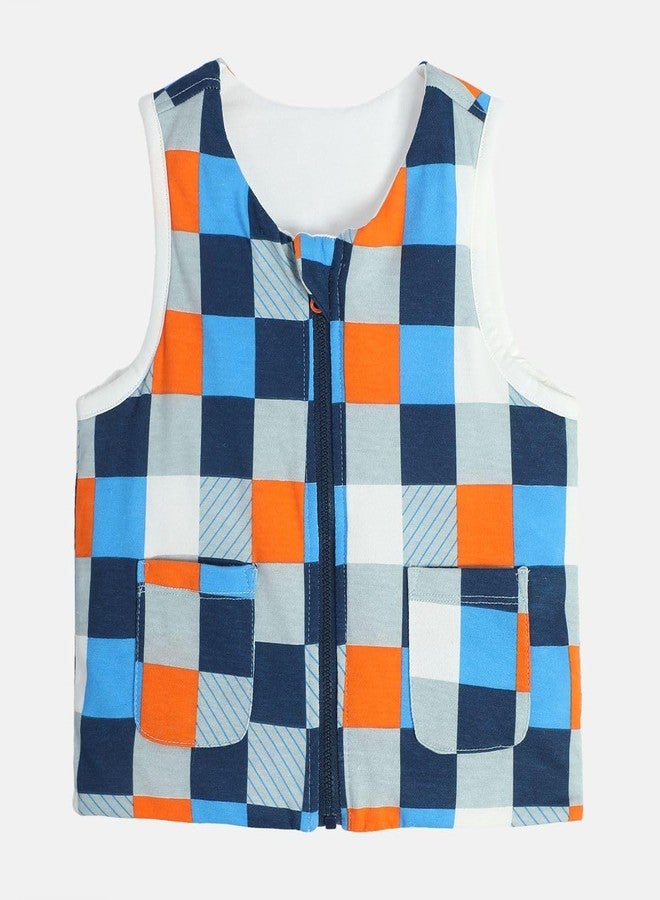 miniklub Baby Boys Round Neck Sleeveless Multi Color Knit Gilet (6-9M) - Image 2
