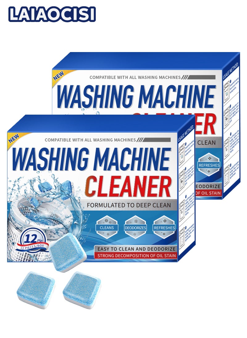 LAIAOCISI 24 Pcs Washing Machine Cleaner Tablets, Deep Clean Front Loader & Top Load Washer, Professional Grade Washer Machine Cleaner Deodorizer for Removing Build-up - Image 1
