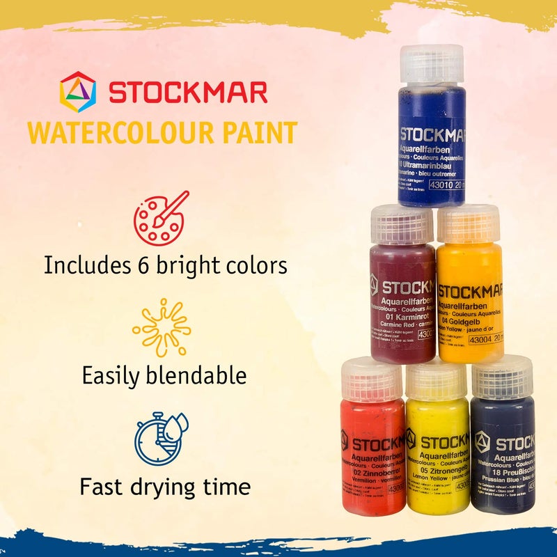 Stockmar Watercolor Paint 6 Set Washable Paint for Kids Homeschoolers  Students Waldorf Art Supplies 6 Bottles 20 mL each - Image 3