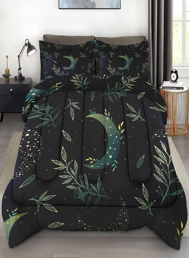 Pamnest Comforter Set King Size, Green Boho Space Soft 3 Pcs Bedding for Kids and Adults, Herbs Witch Floral Comforter Set with Pillowcase, for Bedroom Bed Decor - Image 1