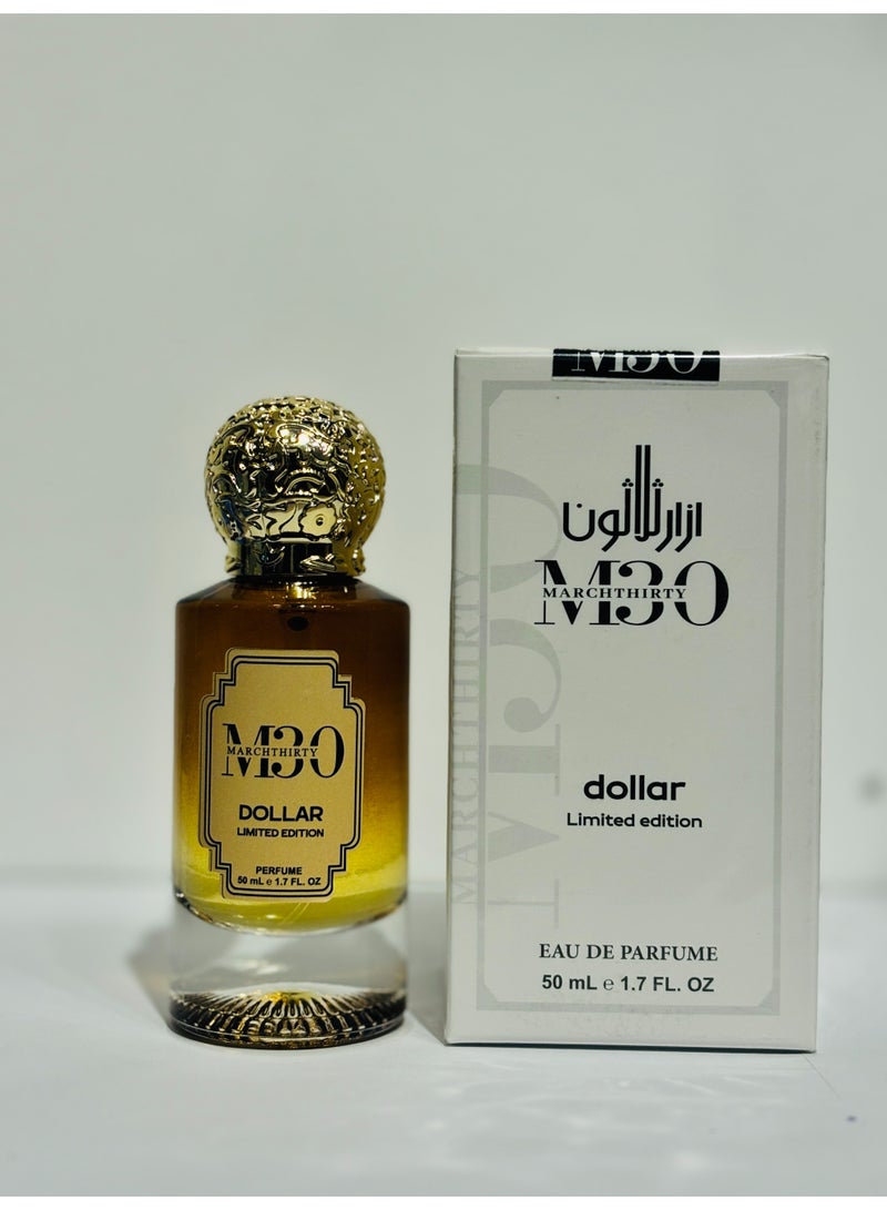 March Thirty Dollar Limited Edition Eau de Parfum for Men – 50ml | Long-Lasting Luxury Sweet Amber Woody Fragrance - Image 1