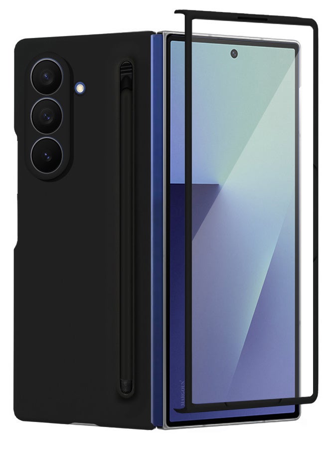 CATANES Case Cover and S Pen for Samsung Galaxy Z Fold 7, Slim Case with Built-in Compact S Pen, Holder and Storage Slot for Pen - Black - Image 4