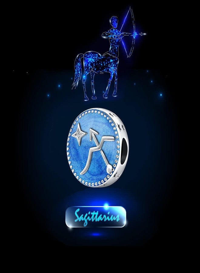 QeenseKc Sagittarius Zodiac Sign Charm Constellation Bule Enamel Star Charm for Pandora Bracelet Birthday Gift Aut-6_Bead_Sagittarius - Image 3
