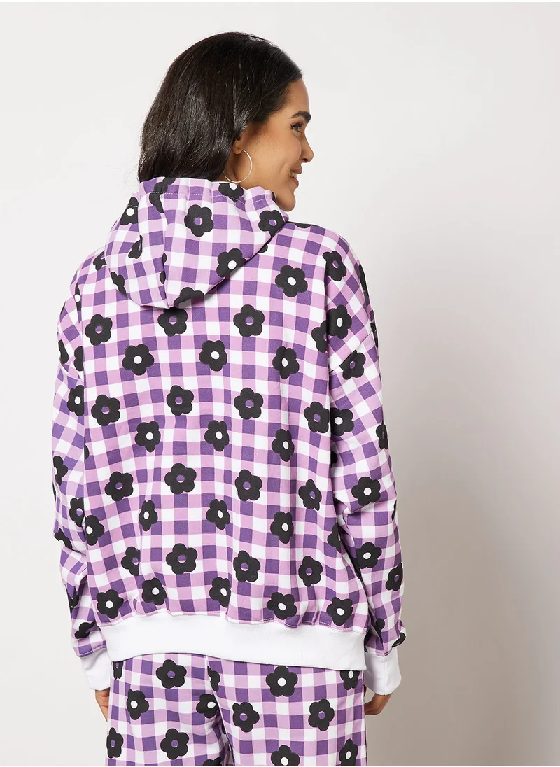 Daisy Street Flower Print Hoodie