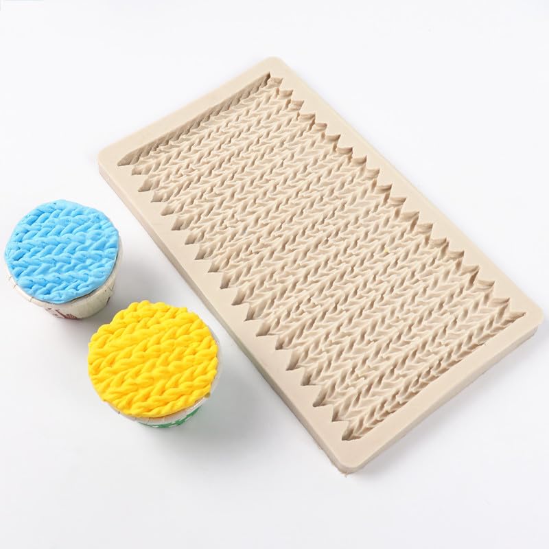 Tnfeeon Fondant Sweater Knit Knitting Texture Silicone Chocolate for Fondant Chocolate Cake Decoration Silicone - Image 5