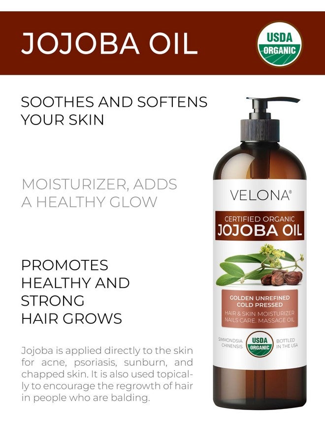 فيلونا زيت الجوجوبا من فيلونا، عضوي معتمد من وزارة الزراعة الأمريكية - ١٦ أونصة سائلة (مع مضخة) | ١٠٠٪ نقي وطبيعي | ذهبي، غير مكرر، معصور على البارد، خالٍ من الهكسين - Image 2