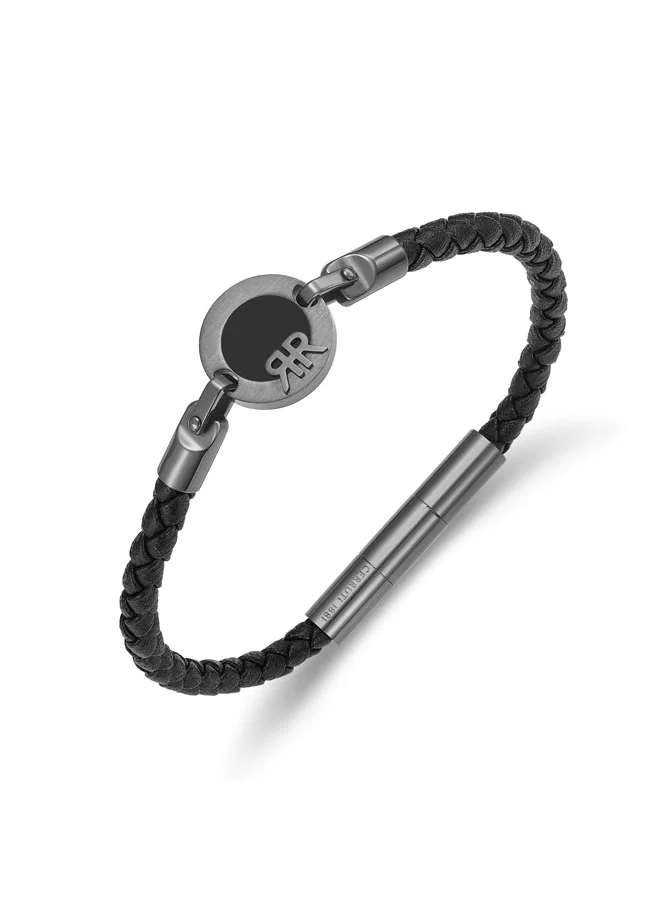 CERRUTI 1881 Enzo Grey and Black Leather Bracelet