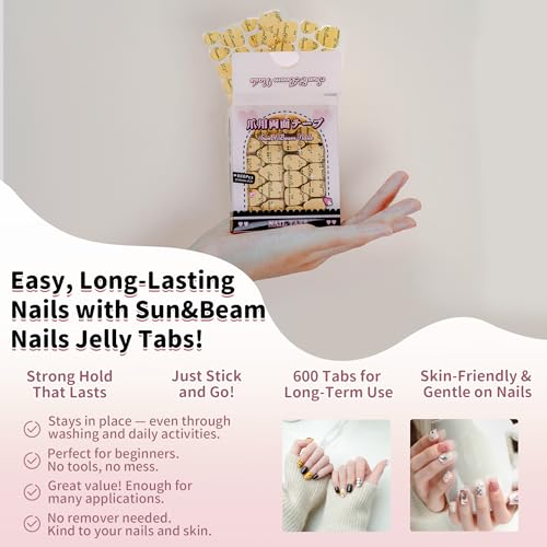 Sun&Beam Nails SunBeam Nails Adhesive Tabs 25 Sheets for Press On False Nail Tip Gel Glue Double Sided Tape Stickers Waterproof Transparent Strong Sticky Large Size for Hands25 Sheet - Image 3