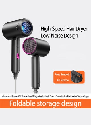 Hair Dryer,2200W Professional Salon Ionic Hair Dryer,Low Noise Fast Drying Ion Technology,Overheat Protection for Frizz-Free Shine,1 Smooth nozzle and 1 Wall Mount Bracket,3 Heating/Cold Settings,Hair Dryer For Home Salon Travel. - view 2