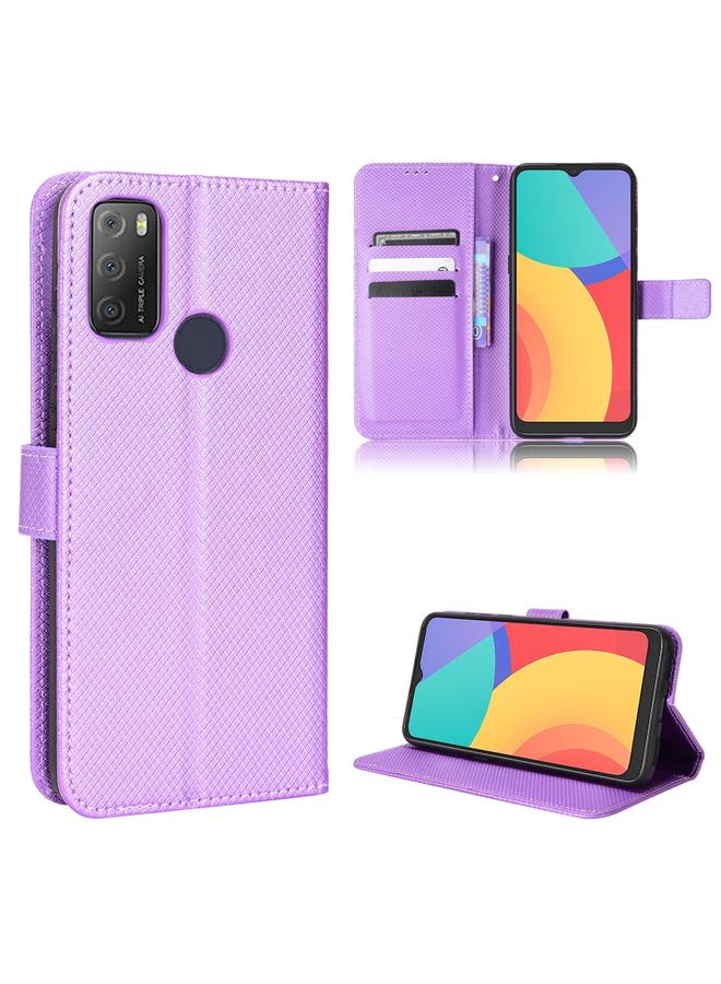 Green Tiger Case For Alcatel 1S 2021 / 3L 2021 / TCL 20E / 20Y Diamond Texture Leather Phone Case - Image 1