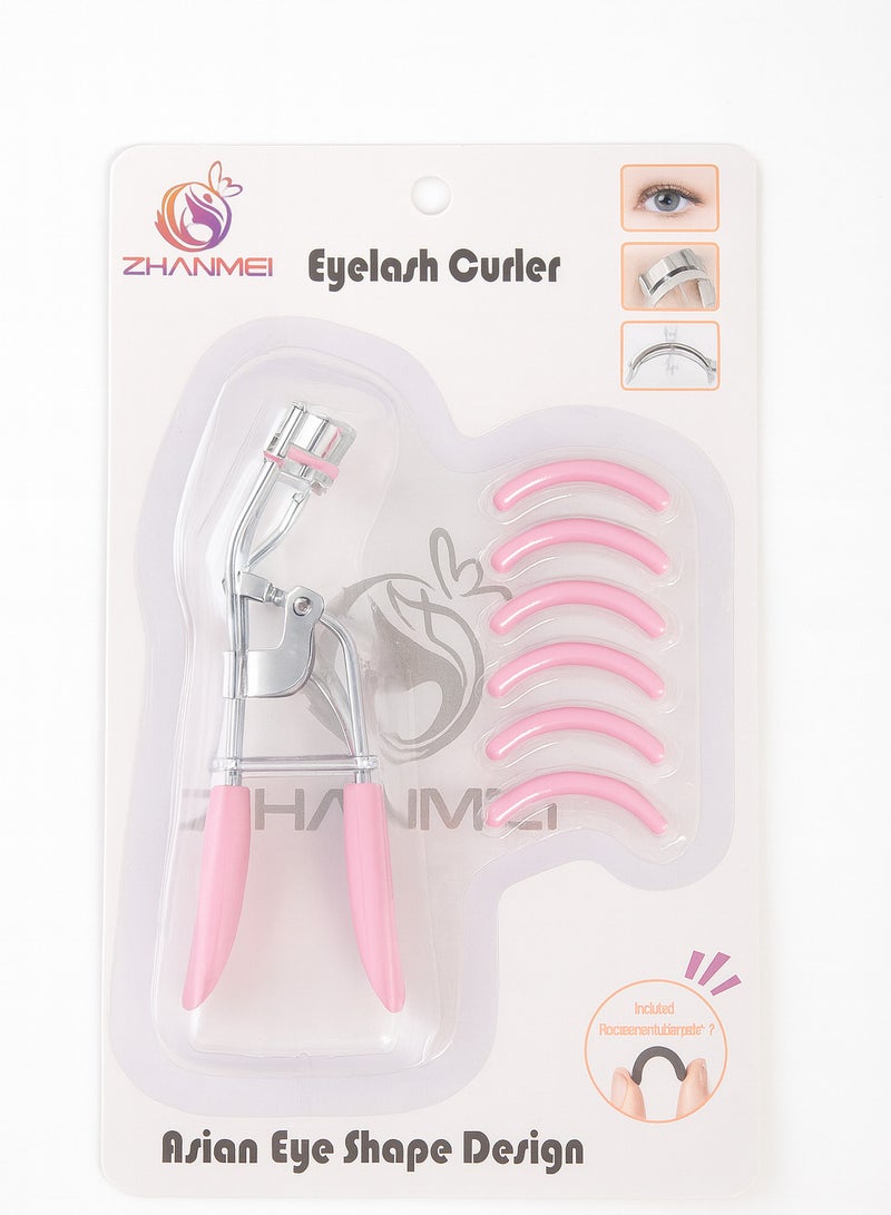 Zhanmai Professional Eyelash Curler with Comfortable Grip & 6 Replacement Pads | High-Quality Metal Lash Curler for Long-Lasting Natural Curl