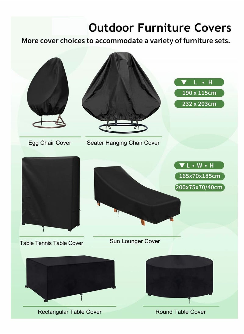 KASTWAVE - Double Egg Chair Cover, KASTWAVE Double Hanging Chair Covers, 420D Oxford Heavy Duty Waterproof Egg Chair Covers, Windproof, Anti-UV Rattan Wicker Swing Chair Cover, 230 x 200cm - Image 1