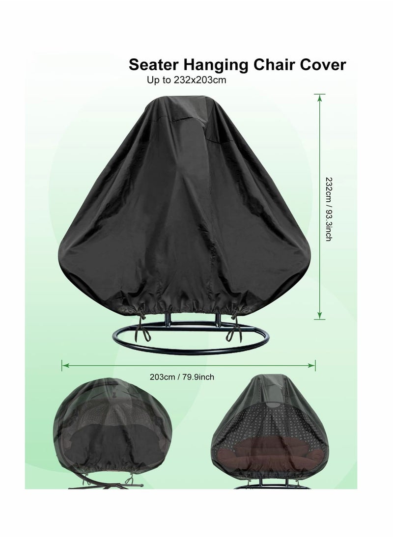 KASTWAVE - Double Egg Chair Cover, KASTWAVE Double Hanging Chair Covers, 420D Oxford Heavy Duty Waterproof Egg Chair Covers, Windproof, Anti-UV Rattan Wicker Swing Chair Cover, 230 x 200cm - Image 1