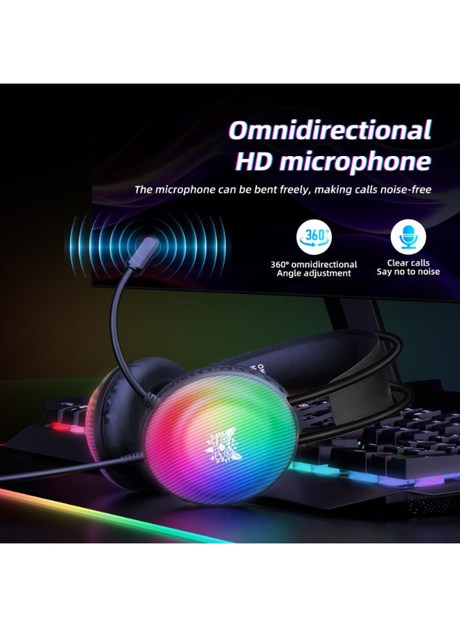 ONIKUMA X29 RGB Dynamic Professional Gmaing Headphone Stereo Surround Sound Omnidirectional HD Mic for PC PS4 Xbox Phone - Image 2