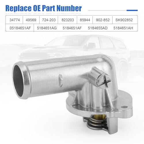 C-Tzu Upgrade Aluminum Thermostat & Housing Assembly for Jeep Grand Cherokee 2011-2015 Wrangler 2012-2017 Wrangler JK 2018, Dodge Durango 2011-2015 - Replaces 05184651AF 902-852 5184651AG 5184651AF - Image 2