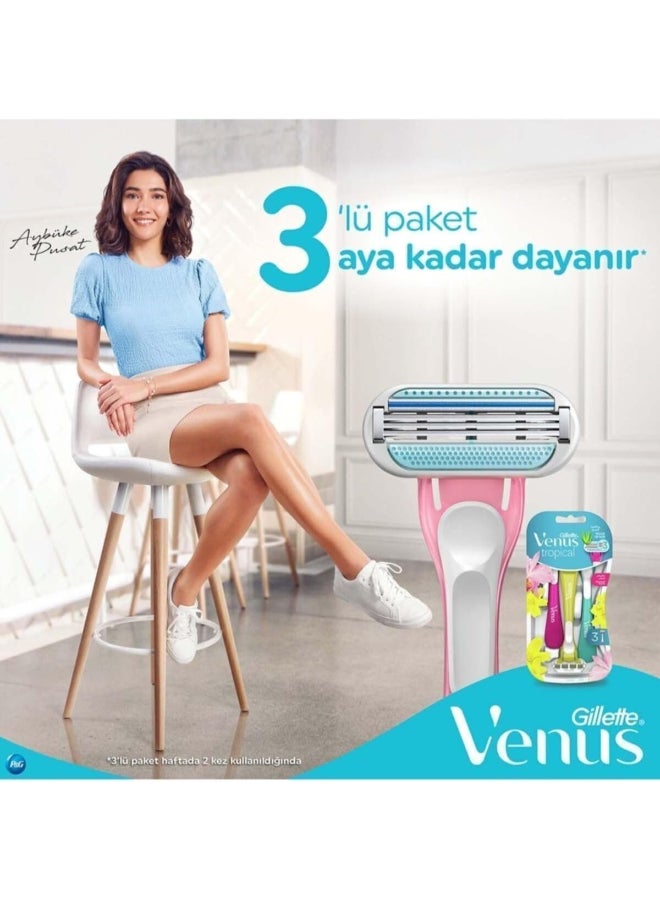 Venus شفرة حلاقة نسائية ذات رائحة استوائية من فينوس: 3 شفرات - Image 3