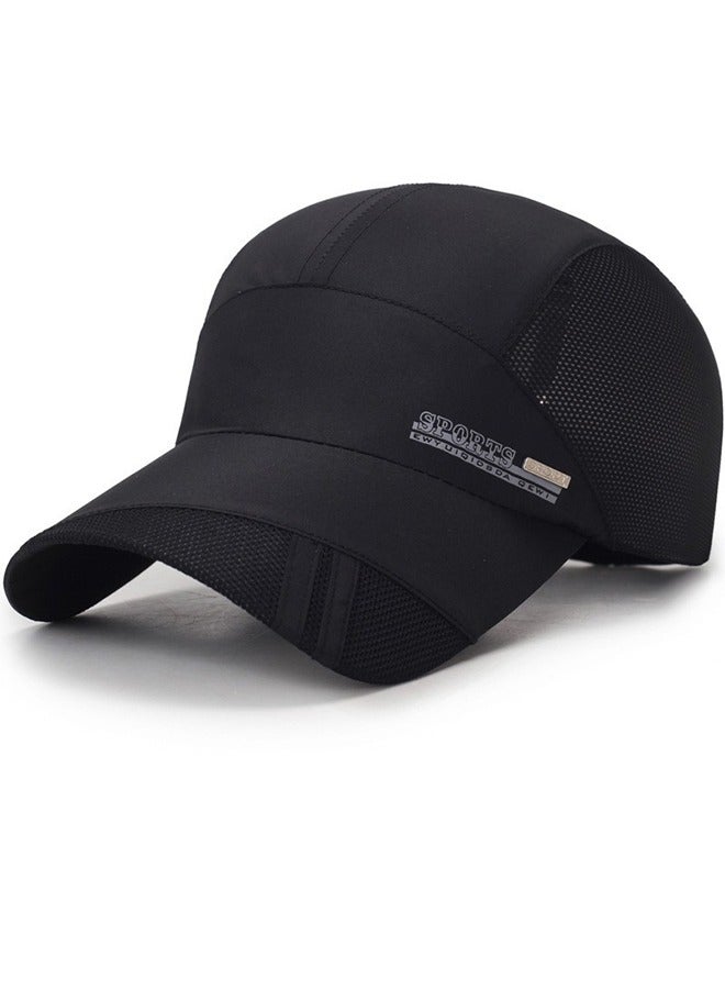 Quick-Drying Baseball Cap, Breathable Performance Running Cap, Mesh Lightweight Sports Cap Black - Image 1
