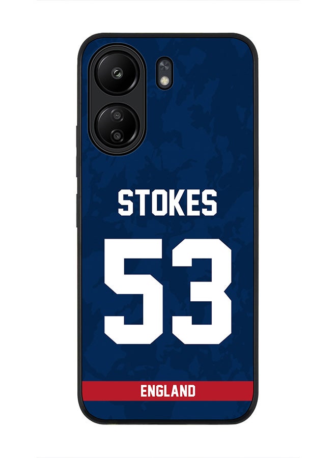 Stylizedd Rugged Black Edge Case for Xiaomi Redmi 13C 4G, Slim fit Flexible Case Cover - Team England Ben Stokes, Jersey No 55 - Image 1