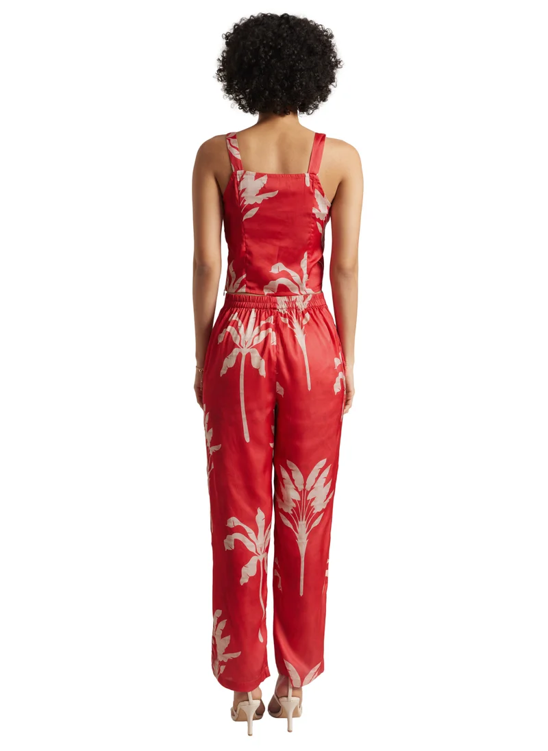 kolaba Red Printed Co-ord Set With Jacket