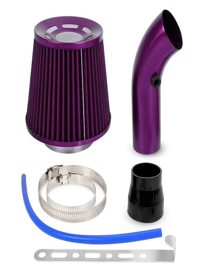 BARTOO Cold Air Intake Pipe Alumimum 3'' Cold air Intake Filter Induction kit (purple) - Image 1