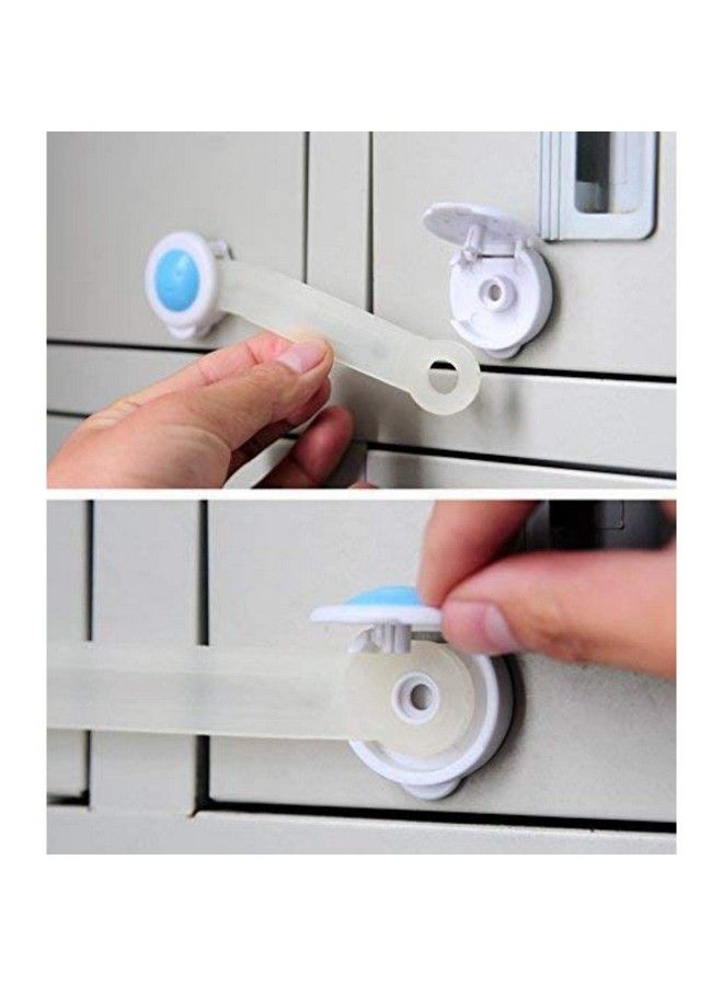 Syga 4 قطع أقفال أمان للأطفال; خزائن وأدراج وأجهزة ومقعد مرحاض وثلاجة وفرن محمية للأطفال; لا تتطلب أدوات; تستخدم شريط لاصق مزدوج ونظام قفل (ابتسامة زرقاء) - Image 4