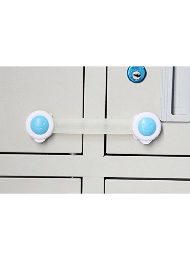 Syga 4 قطع أقفال أمان للأطفال; خزائن وأدراج وأجهزة ومقعد مرحاض وثلاجة وفرن محمية للأطفال; لا تتطلب أدوات; تستخدم شريط لاصق مزدوج ونظام قفل (ابتسامة زرقاء) - Image 3