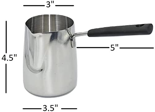 3D CREATIONS Stainless Steel Coffee Pot - Turkish, Greek, Hot Chocolate, Milk Warmer, Butter & Chocolate Melting, Percolator - Contemporary Design Cezve, Ibrik, Briki - 567Ml Capacity - Image 4