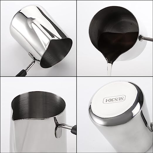 3D CREATIONS Stainless Steel Coffee Pot - Turkish, Greek, Hot Chocolate, Milk Warmer, Butter & Chocolate Melting, Percolator - Contemporary Design Cezve, Ibrik, Briki - 567Ml Capacity - Image 5