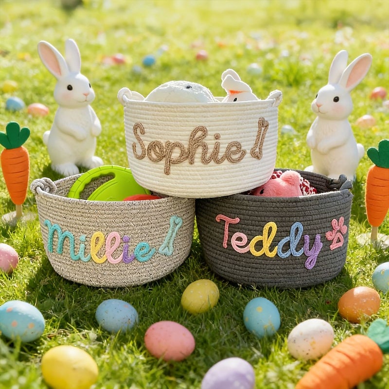 Dark Gray Pet Toy Storage Basket With Custom Letters For Dog And Home Organization - Image 2