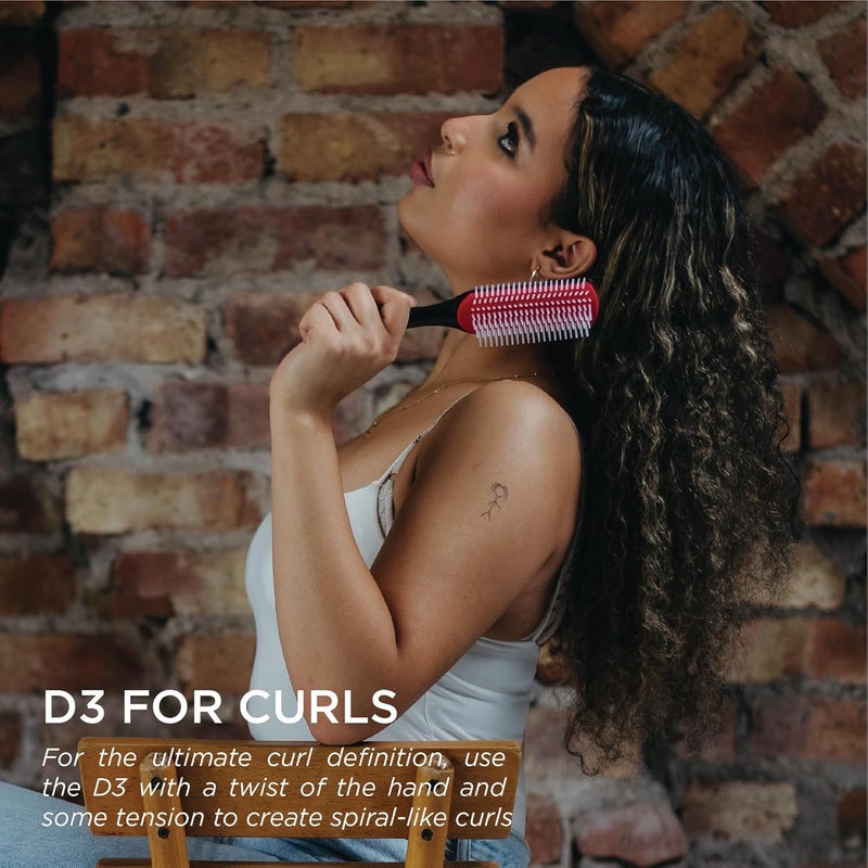 DENMAN D3 Original Curl Definer & Styler, Curly Hair Brush for Women & Men – 7 Row Detangling & Curl Defining Brush for Smooth Defined Curls - a precision Styling Brush for straight hair - Image 3