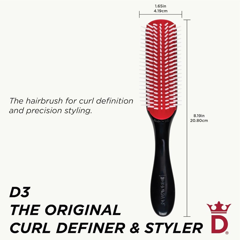 DENMAN D3 Original Curl Definer & Styler, Curly Hair Brush for Women & Men – 7 Row Detangling & Curl Defining Brush for Smooth Defined Curls - a precision Styling Brush for straight hair - Image 2