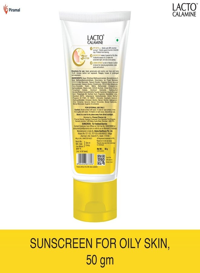Lacto Calamine Sunshield Matte Look Sunscreen SPF50 PA+++ for Oily or Acne prone skin, Very Water Resistant, Paraben & Sulphate free, 50g (Pack of 2) - Image 2