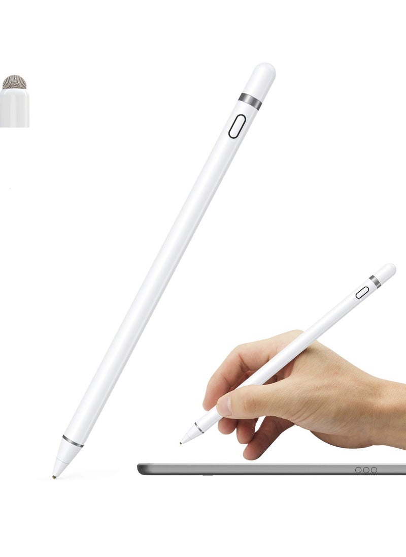 erorex - Active Stylus Pen White 1.45mm Fine Tip For Ipad Iphone Samsung Tablets On Ios And Android Capacitive Touchscreen Take Note Hand Written Draw No Lags Skipping Rechargeable - Image 1