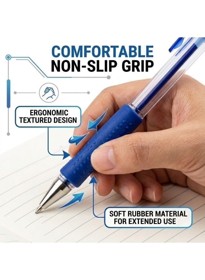 Lukadah 24 Pack Blue Ballpoint Pens, 24 PCS Blue Medium Point Pens, Smooth Writing Retractable Pens with Comfortable Grip, Reliable Ball Pens for School, Office, Home & Business - Image 3