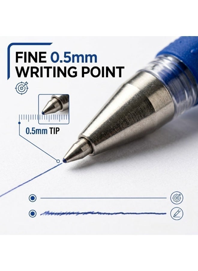 Lukadah 24 Pack Blue Ballpoint Pens, 24 PCS Blue Medium Point Pens, Smooth Writing Retractable Pens with Comfortable Grip, Reliable Ball Pens for School, Office, Home & Business - Image 4